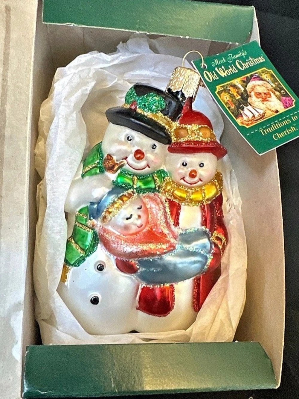 Old World Christmas Snow Family Christmas Ornament NWT